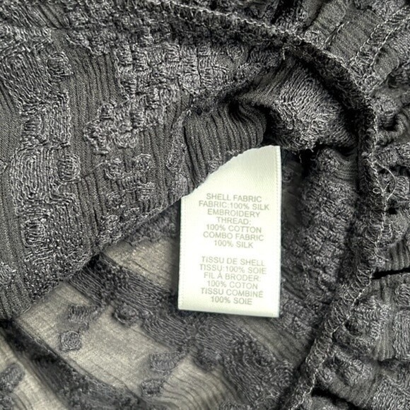 REBECCA TAYLOR Silk Blouse Sz. 0 Off The Shoulder Embroidered Black Whimsigoth - Picture 10 of 12